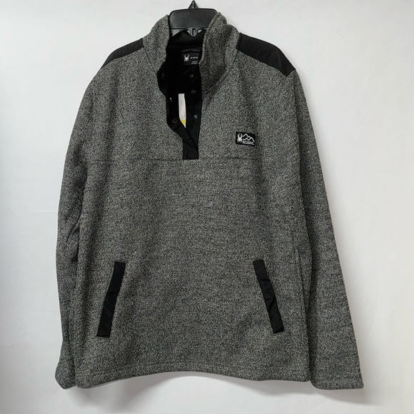 Spyder Pull Over‎ Half Zip M Medium NWT Black Grey - Picture 1 of 8